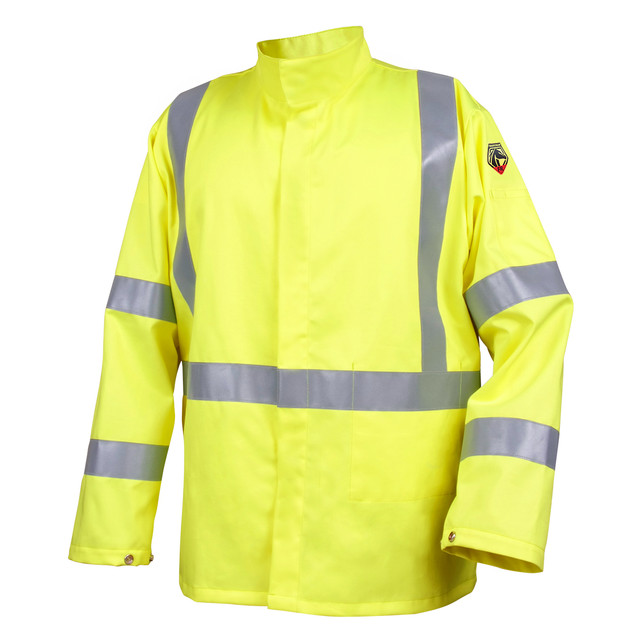 Black Stallion 9 oz Flame Resistant ANSI HI-VIS Cotton Jacket w/ Silver Reflective 3XL | Yellow