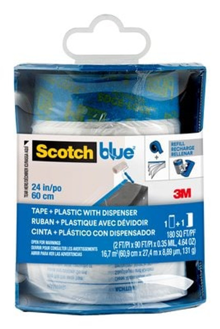 ScotchBlue Tape + Plastic w/cutter PTD2093EL-24-S (2 ft X 30 yds)