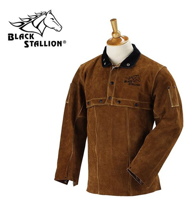 Black Stallion Side Split COWHIDE LEATHER CAPE Sleeve & 14 inch BIB (SET) Large