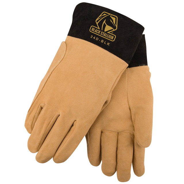 Black Stallion Split DEERSK in - SHORT CUFF PREMIUM TIG WELDING GLOVES XL | Sand/Black