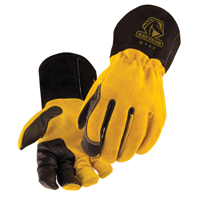 Black Stallion BSX Grain KIDSKIN/COWHIDE TIG WELDING GLOVES Small | Black/Golden Tan