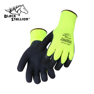 ACRYLIC TERRY LATEX COATED PALM NYLON KNIT GLOVES XL Black Stallion