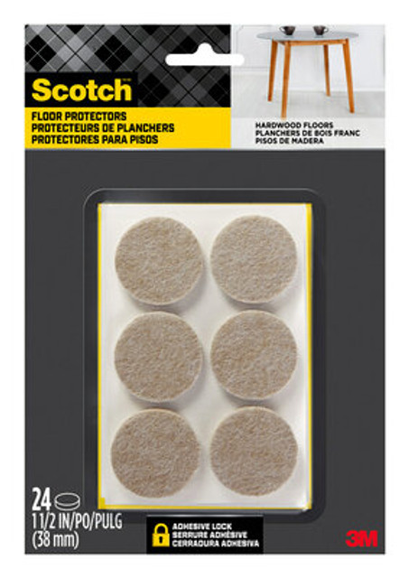 Scotch Floor Protectors, 1.5 in. Diameter, Beige, 24/Pack