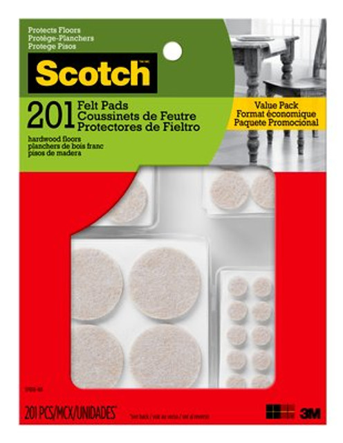 Scotch Felt Pads SP856-NA, Round, Beige Assorted 201/pk