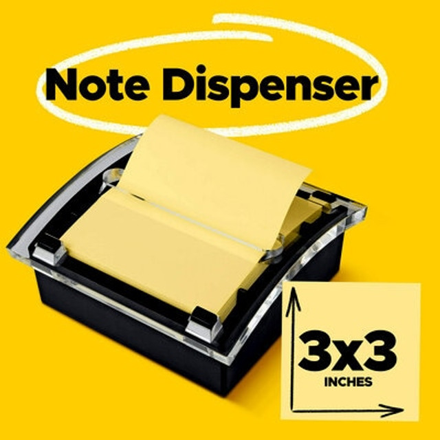 Post-it Dispenser Notes Dispenser DS330-BK, 3 in x 3 in, Black Base Clear Top 51359