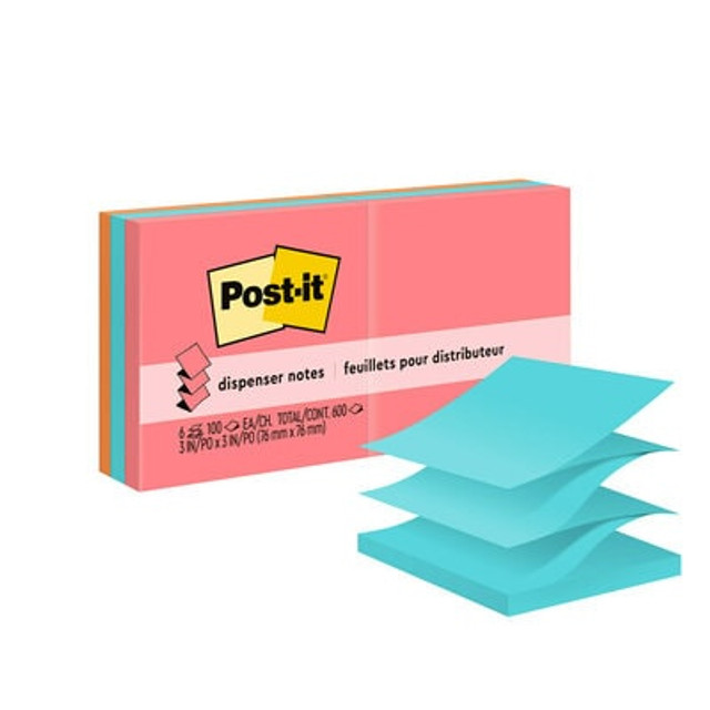 Post-it® Dispenser Pop-up Notes, 3 in x 3 in, Poptimistic Collection, 6 Pads/Pack