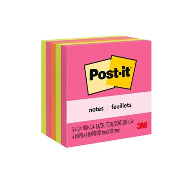 Post-it® Notes, 4 in. x 4 in., Poptimistic Collection, 5 Pads/Pack, 90 Sheets/Pad