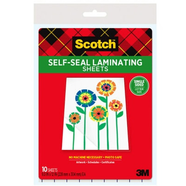 Scotch Self Sealing Laminating Sheets, 9in x 12in, 10 Sheets