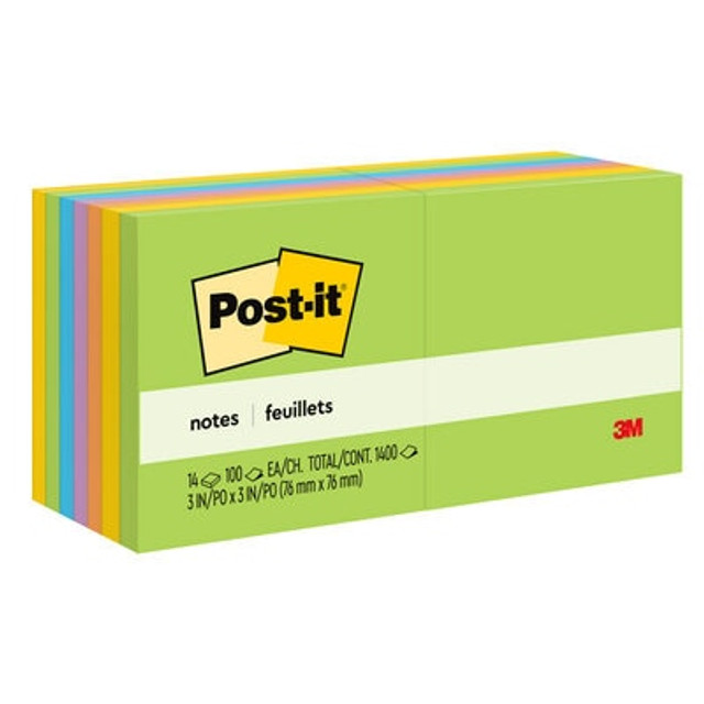 Post-it Notes, 3 in x 3 in, 14 Pads, Jaipur Collection,  Recyclable