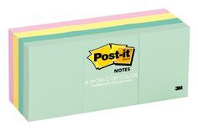 Post-it Notes 653-AST, 1-3/8 in x 1 7/8 in (34,9 mm x 47,6 mm),Marseille colors 41821