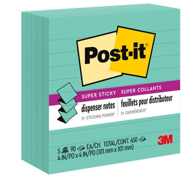 Post-it® Super Sticky Notes 5845-SS, 5 in x 8 in (127 mm x 203 mm), Rio de Janeiro Colors