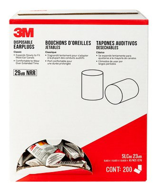 3M Disposable Earplugs, 90581H200-C, 1 pair/pk, 200 pks/case