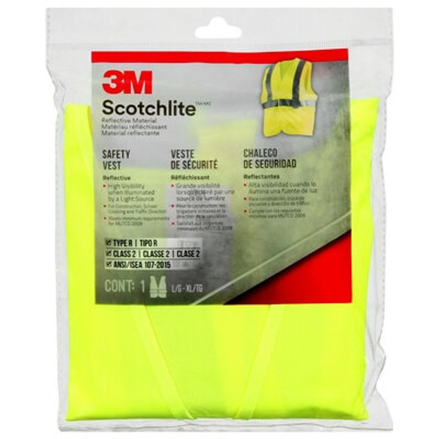3M Reflective Vest Day/Night Safety Vest, 94616H1-DC-THD, Hi-Viz Yellow