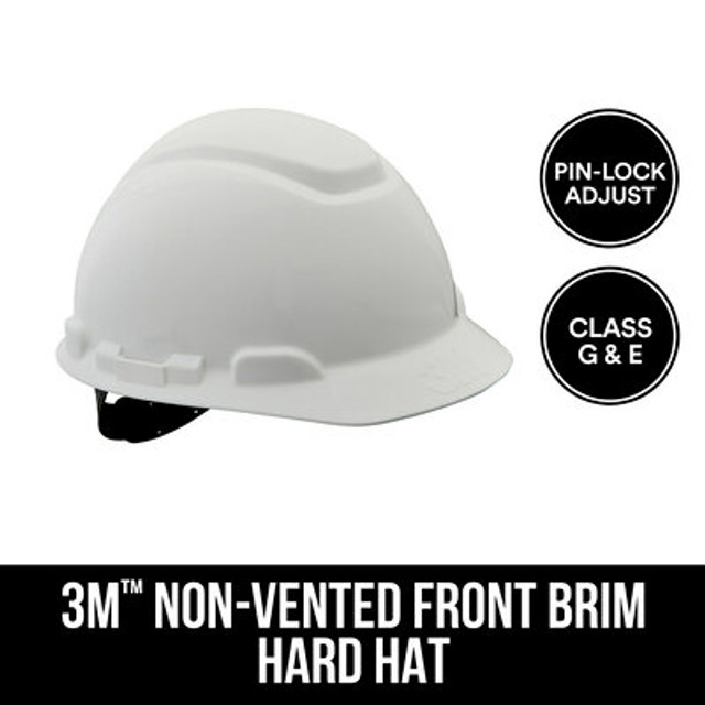 3M Non-Vented Front Brim Hard Hat White