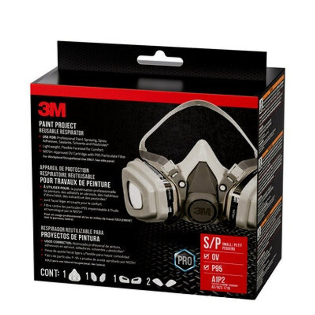 3M Paint Project Reusable Respirator 6111, OV/P95, Small