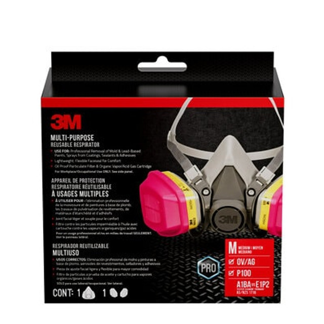 3M Multi-Purpose Reusable Respirator 62023, OV/AG/P100, Medium