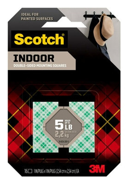 Scotch® Indoor Double-Sided Mounting Squares 111S-SQ-16, 1 in x 1 in (2,54 cm x 2,54 cm)