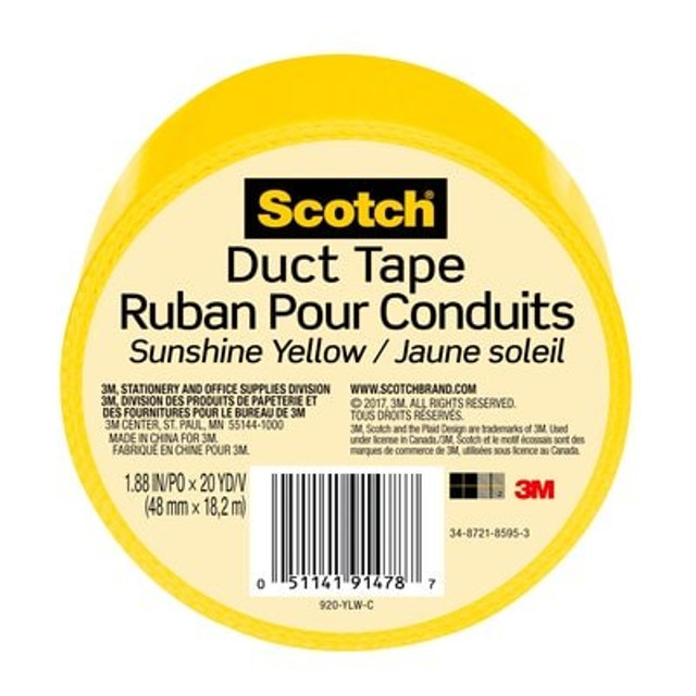 Scotch(R) Duct Tape 920-YLW-C, 1.88 in x 20 yd (48 mm x 18,2 m)