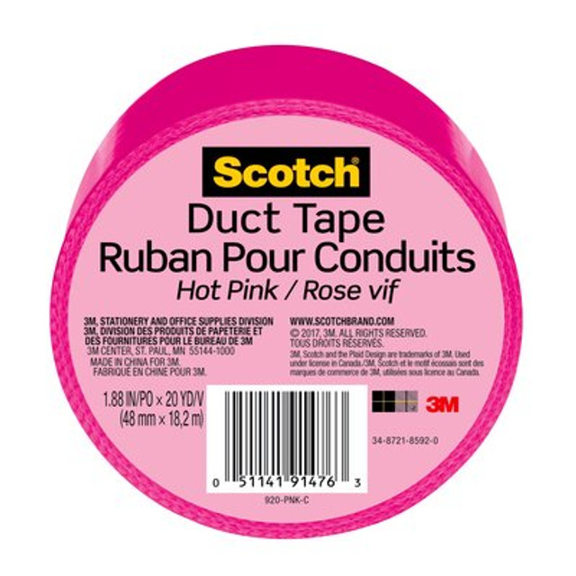 Scotch(R) Duct Tape 920-PNK-C, 1.88 in x 20 yd (48 mm x 18,2 m)
