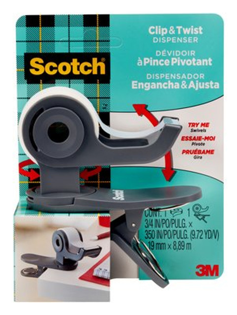 Scotch(R) Desktop Tape Dispenser C19-CLIP-SR, 1 Dispenser