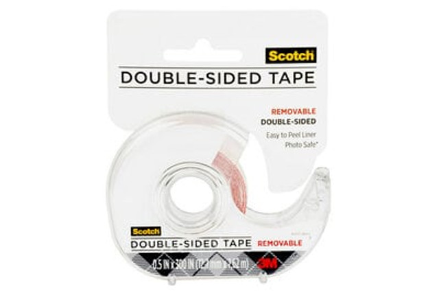 Scotch® Tape Double Sided Removable, 1/2 in x 300 in, 1/Pack