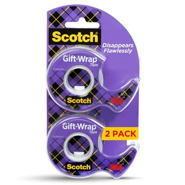 Scotch® Gift-Wrap Tape, 3/4 in. x 600 in., 2 Dispensers/Pack