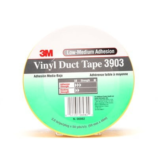 3M Vinyl Duct Tape 3903 Yellow, 2 in x 50 yd 6.5 mil