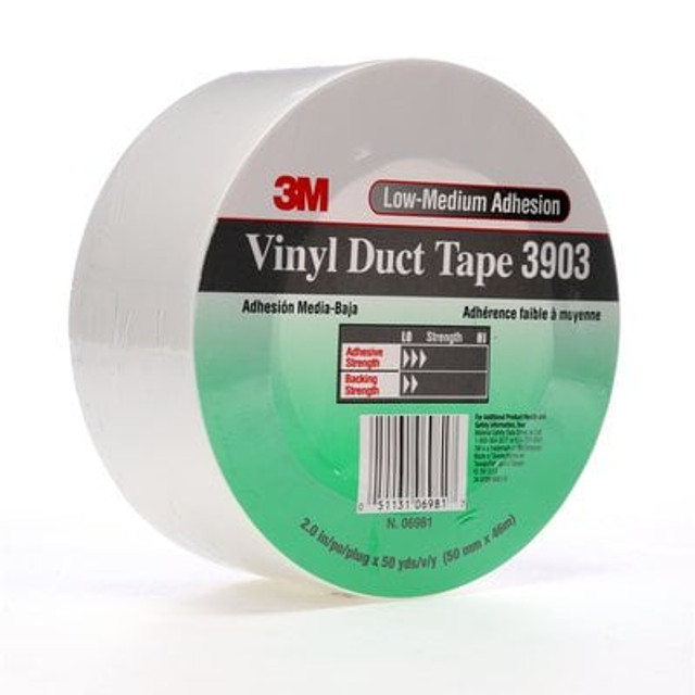 3M Vinyl Duct Tape 3903 White, 2 in x 50 yd 6.5 mil