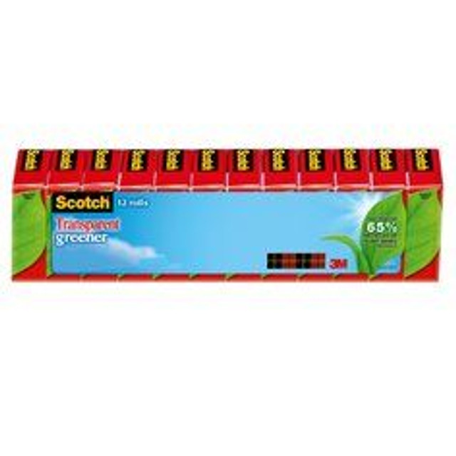 Scotch Transparent Greener Tape 612-12P, 3/4 in x 900 in (19 mm x 22,8m) 92962