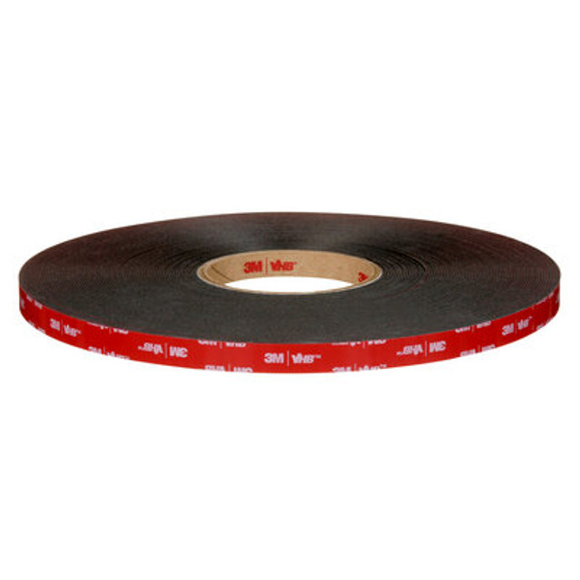 3M VHB Acrylic Foam Tape, 5952, black, 0.5 in x 36.0 yd x 45.0 mil (1.3 cm x 32.9 m x 1.1 mm)