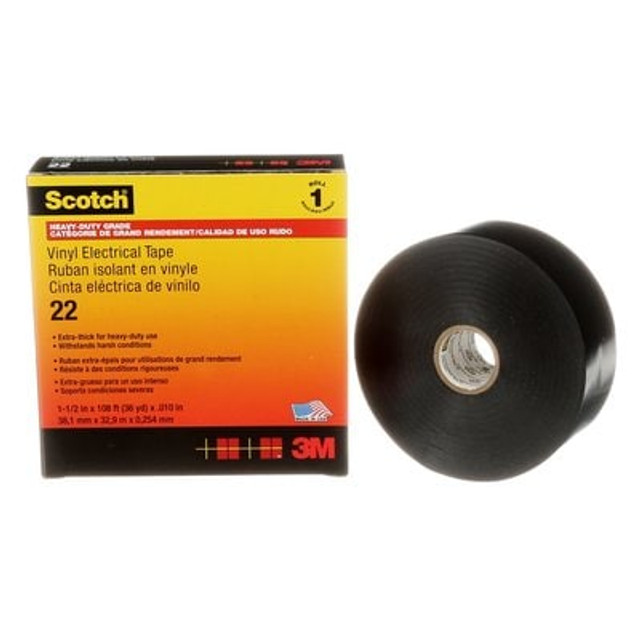 Scotch® Heavy Duty Vinyl Electrical Tape, black, 10 mil, 22