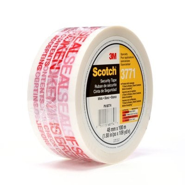 Scotch® Printed Message Box Seal Tape 3771 Wht, 48mmx100 m