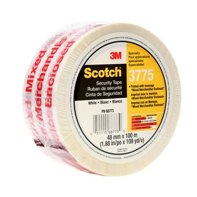 Scotch® Printed Message Box Seal Tape 3775 Wht, 48mmx100 m