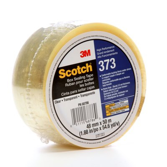 Scotch® High Performance Box Sealing Tape 373 Clear, 48mmx50 m