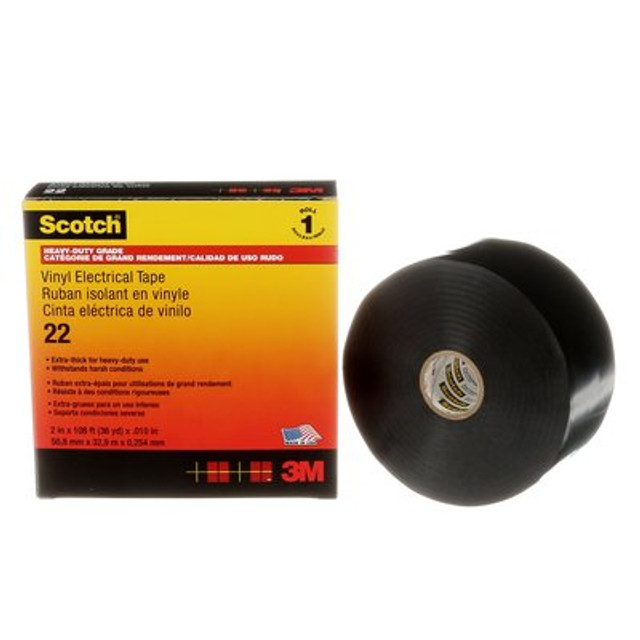 Scotch® 22 Heavy Duty Vinyl Electrical Tape, black, 10 mil