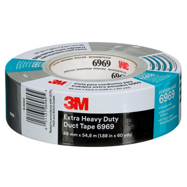 3M Extra Heavy Duty Duct Tape 6969, Silver, 48 mm x 54.8 m, 10.7 mil