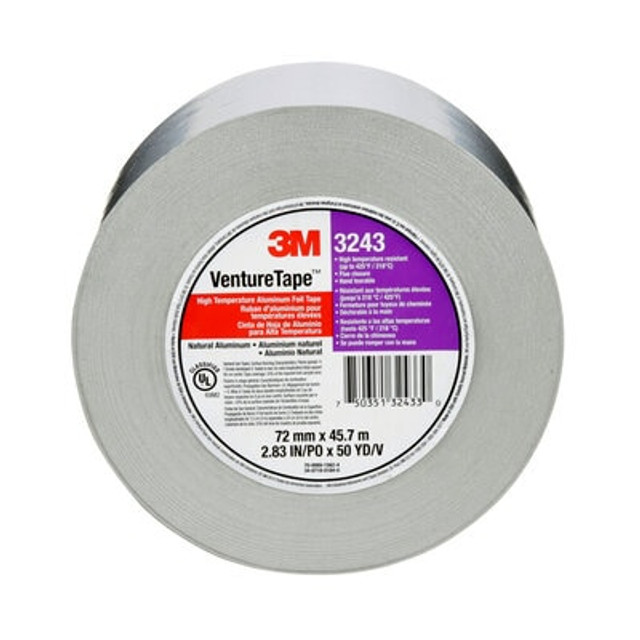 3M Venture Tape High Temperature Aluminum Foil Tape 3243, Silver, 72
 mm x 45.7m