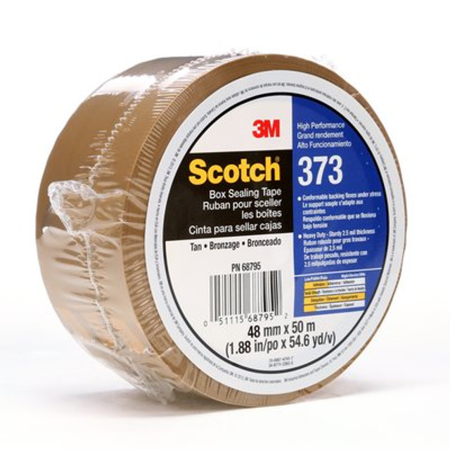 Scotch® High Performance Box Sealing Tape 373 Tan, 48 mm x 50 m