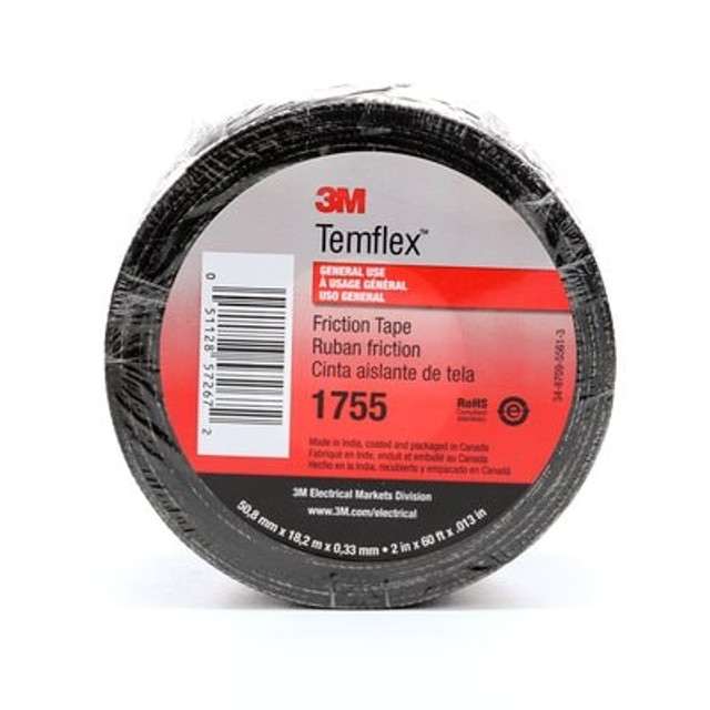 3M Temflex Cotton Friction Tape 1755, 2 x 60 ft