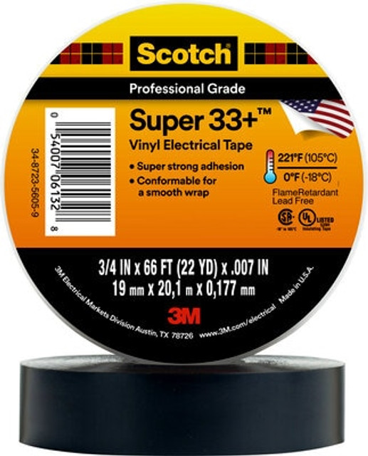 3M Super 33+ Vinyl Electrical Tape Wafer - .75in x 66ft
