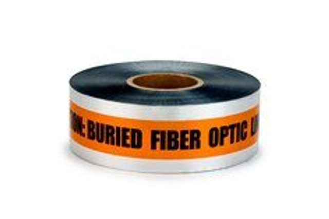 Scotch Detectable Buried Barricade Tape 407, CAUTION BURIED FIBER OPTICLINE BELOW, 3 in x 1000 ft, Orange, 8 rolls/Case 57780