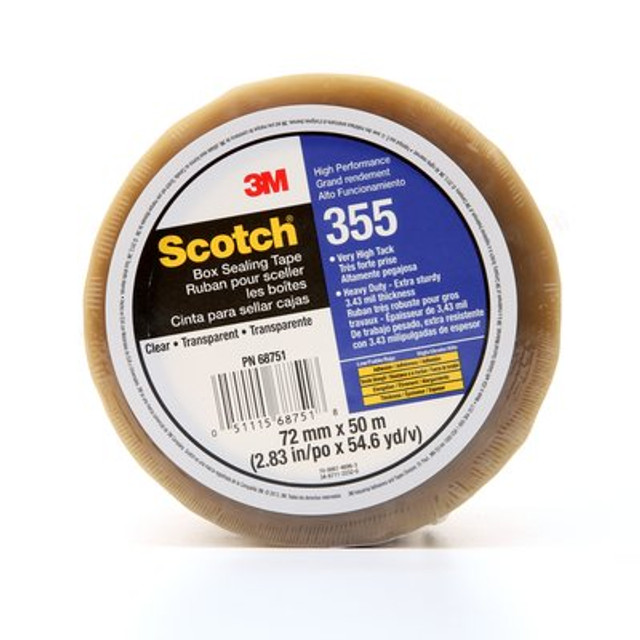 Scotch® High Performance Box Sealing Tape 355 Clear, 72mmx50 m