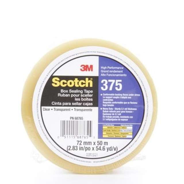 Scotch® High Performance Box Sealing Tape 375 Clear, 72mmx50 m