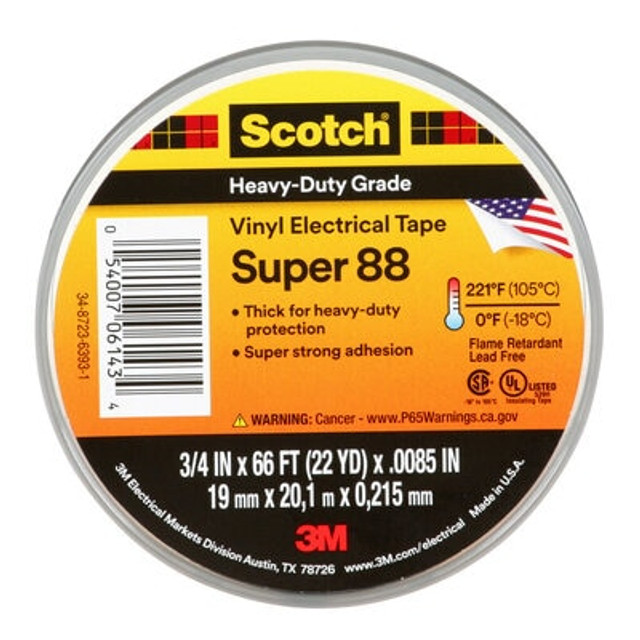 Scotch Vinyl Electrical Tape Super 88, Black