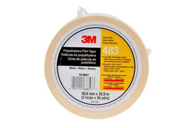 3M Polyethylene Film Tape 483 White, 2 in x 36 yd