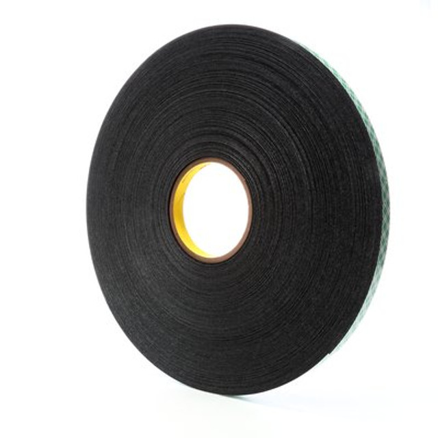 3M Dbl Coat Urethane Foam Tape 4052 Black, 1/2inx72yd 1/32 in