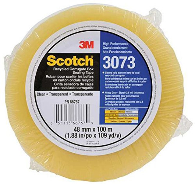 Scotch Box Sealing Tape 3073, White, 72 mm x 914 m, 4 Roll/Case 19459