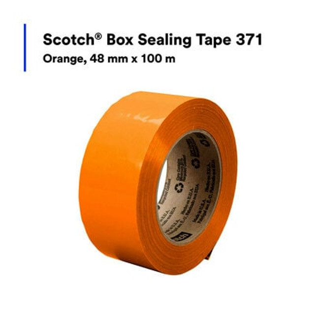 Scotch® Box Sealing Tape 371, Orange, 48 mm x 100 m, 36 Roll/Case, rc02