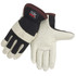 Black Stallion Grain COWHIDE w/ SPANDEX Back ERGONOMIC DRIVER'S STYLE GLOVES Medium | Cream/Black