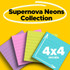 Post-it Super Sticky Notes 675-4SSMIA, 4 in x 4 in (101 mm x 101 mm), Supernova Neons, 4 Pads/Pack, 90 Sheets/Pad, Lined 683